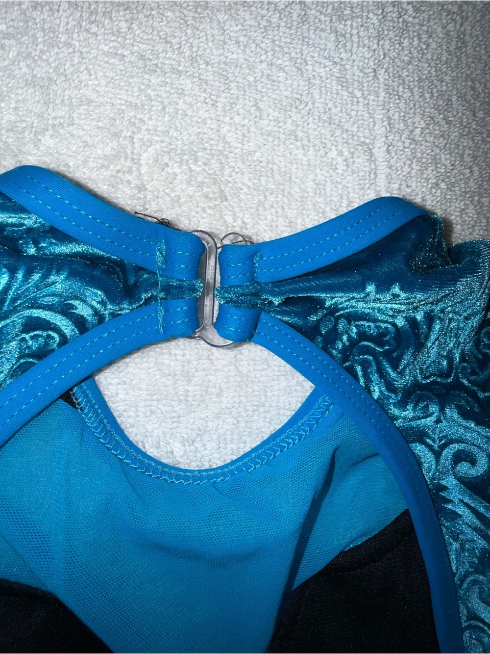 Kandi Kouture Size Children’s Large Teal‎  Velvet Patterned One-Piece Leotard